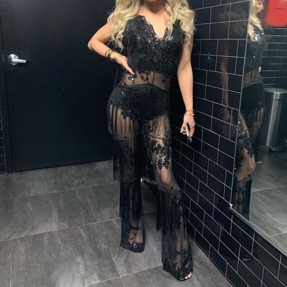 Black Embroidered Jumpsuit
